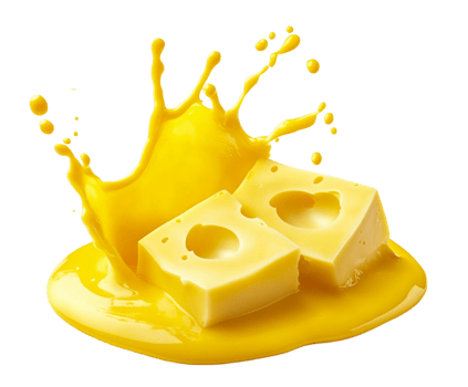 Cheese slices mid-splash with sauce png