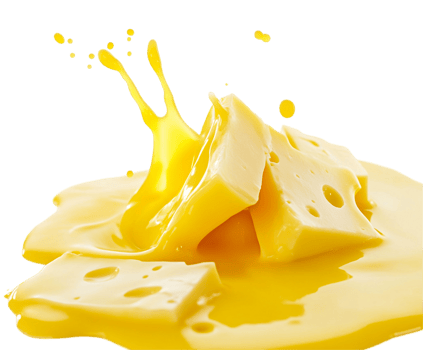 Yellow sauce bursting with cheese slices png