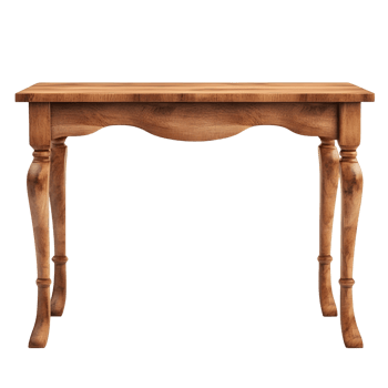 Wooden table with four legs and a curved top png