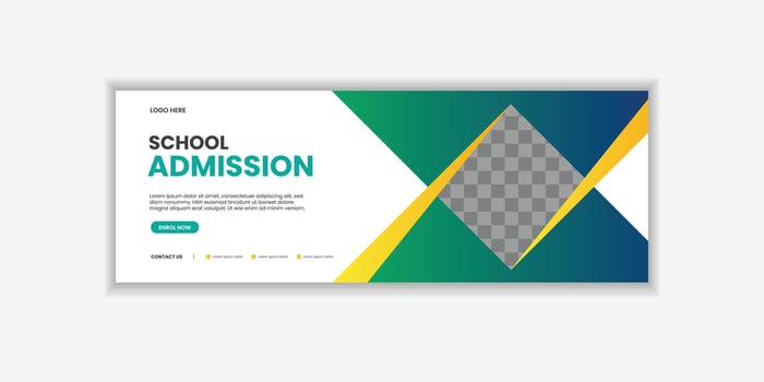 School Admission Web Banner Template, Back to School Social Media banner Cover Template for education, university, business, industry etc vector