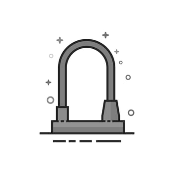 Bicycle lock in flat outlined grayscale style illustration vector