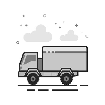 Military ambulance icon in flat outlined grayscale style illustration vector