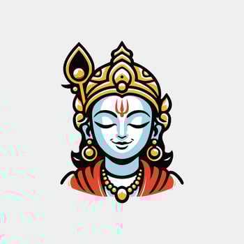 Khrisna hinduism logo design art illustration vector