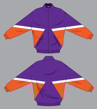 orange and purple varsity pullover jacket design template vector