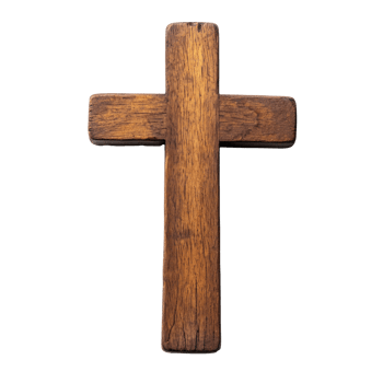 Wooden crucifix cross isolate on transparent background png