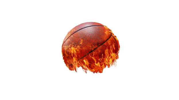 Fiery Basketball A Dynamic Abstract Composition of Burning Sport Equipment png
