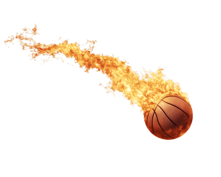 Fiery Basketball in Motion A Dynamic Sports Image png