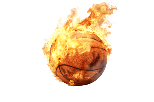 Fiery Basketball engulfed in Intense Flames png