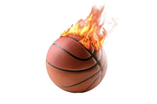 Fiery Basketball A Dynamic Image of a Burning Basketball Ball png