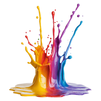 Multicolored liquid splash forms a vibrant display on a transparent background during an artistic composition, multicolored liquid color splash isolated on transparent background png