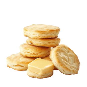 Delicious homemade biscuits stacked with a pat of butter on a transparent background, Biscuits butter with sugar on transparent background png