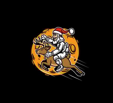 santa astronout riding a flying deer vector