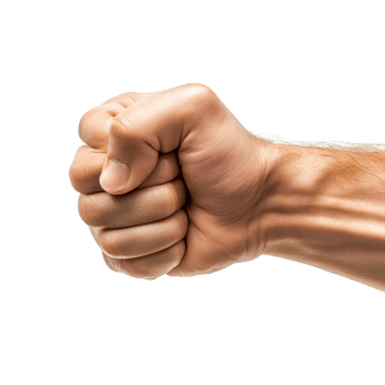 An outstretched fist shown from the side against a transparent background in a powerful gesture of strength and determination, Fist outstretched forward, side view, isolated on transparent background png
