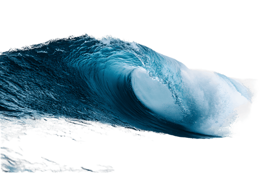 Powerful Ocean Wave with Dynamic Curl and Vivid Blue Hues png