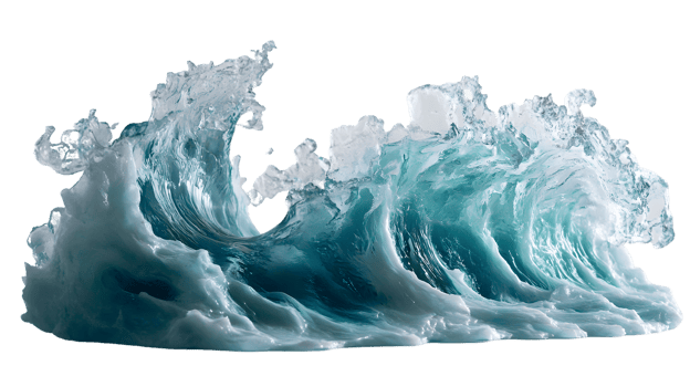 Powerful Ocean Wave with White Foam and Blue Water png