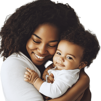 A loving mother embraces her smiling toddler against a soft transparent background during a joyful moment, Mother Holding Toddler Lovingly on transparent background png
