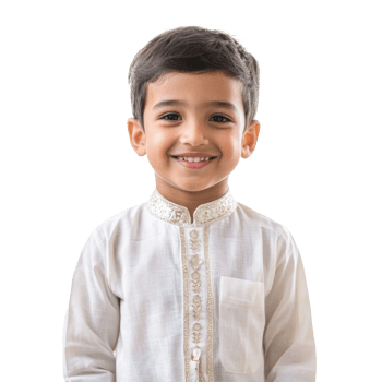Little boy celebrating Eid mubarak isolate on transparent background png
