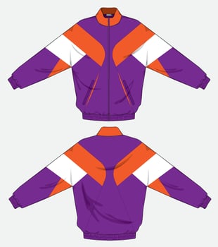 Purple and orange jacket design mock up vector