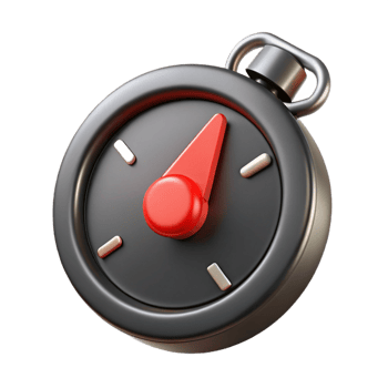 3D stopwatch icon with black casing and red needle. png