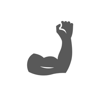 Flexed hand muscle in grayscale illustration vector