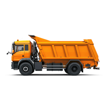 A yellow dump truck on transparent background png