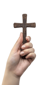 hand holding a cross isolate on transparent background png