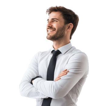 a man in a shirt and tie standing with his arms crossed png