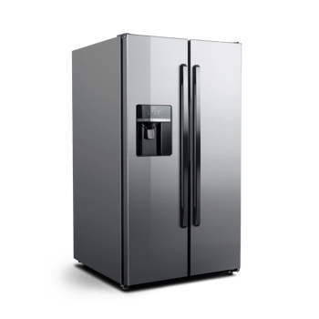 Modern fridge side view isolate on transparent background png