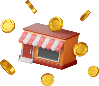 3D franchise shop building or commercial property concept png