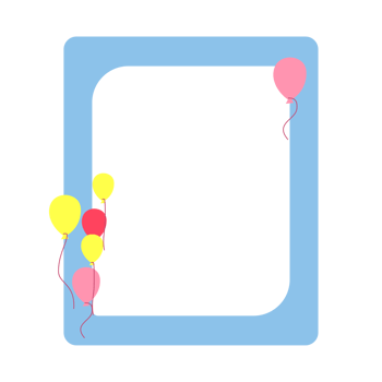 Simple Blue Decorative Frame with Balloons decoration png