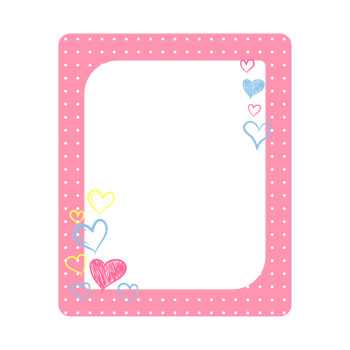 Pink Frame with Playful Hearts and Polka Dot Details png