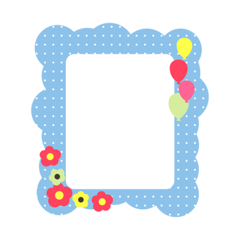 Cute Pastel Floral Frame with Balloon and Polka Dots png