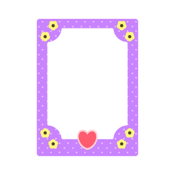 Cute Pastel Floral Frame with Purple Background and Polka Dots png