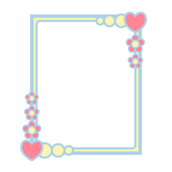 Delicate Floral and Heart Decorative Frame in Pastel Colors for Scrapbooking or Greeting Cards png