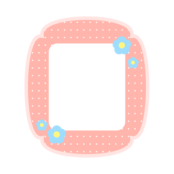 Pastel Colored Pink Frame with Polka Dots and Flowers png