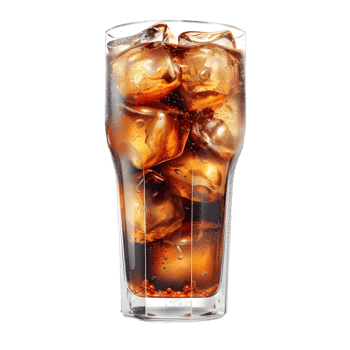 Refreshing glass of cola with ice cubes isolated on transparent background png
