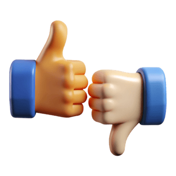 3D Thumbs-Up and Down Feedback Icons png
