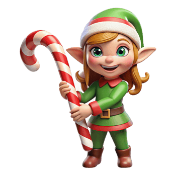 Festive Girl Holding Red Candy Cane png
