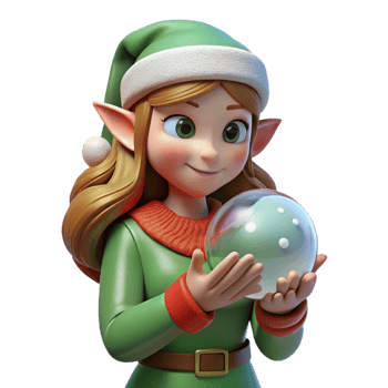 Cheerful Christmas Elf with Snow Globe png