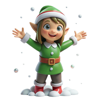 Cheerful Christmas Elf Waving Enthusiastically png