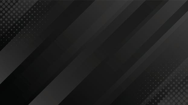 Modern black dynamic background with halftone. Gradient diagonal stripes. Abstract wallpaper vector