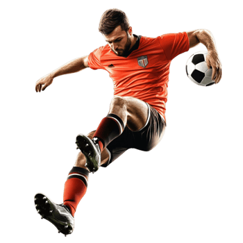 soccer player in action on transparent background png