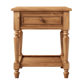 Wooden Nightstand with Drawer isolated on transparent background png