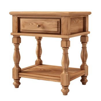 Classic wooden side table with carved legs, isolated on a transparent background png