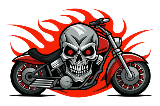 Skull man with fire and bike png