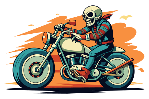 Skull man riding bike png