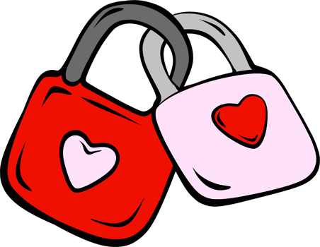 Padlock and heart on a illustration of love. png