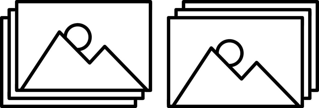 Picture with mountain and sun icon isolated. Photo gallery set vector