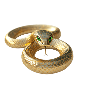 A Golden Snake Coiled in a Symbolic Posture png