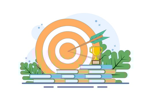 Self-development concept. Skills improvement. Self-study, online education, e-books, distance learning. Goal achievement. Modern flat cartoon style. Design illustration on background. vector